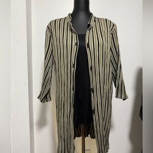 Striped Black and Tan Button Down Shirt